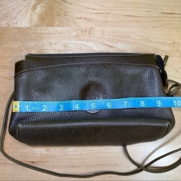 Vintage Mark Cross Brown Pebbled Italian Leather Zipper Rectangle Crossbody Bag - Picture 8 of 9